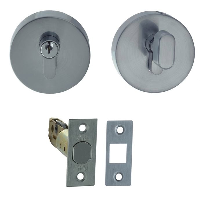 Miles Nelson Round Brushed Satin Chrome Single Cylinder Deadbolt