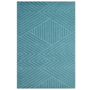Contemporary Modern Wool Rug-Illusion 6392-Teal Blue-190x280cm