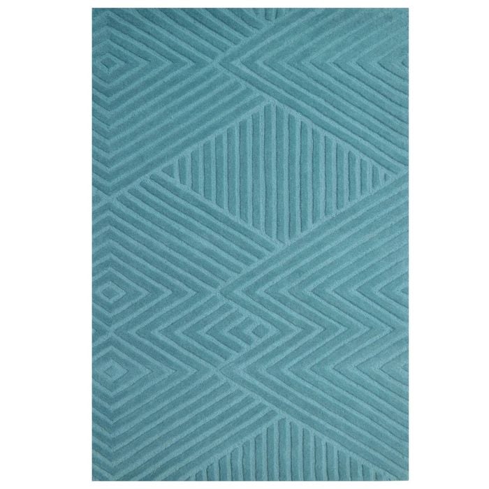 Contemporary Modern Wool Rug-Illusion 6392-Teal Blue-190x280cm
