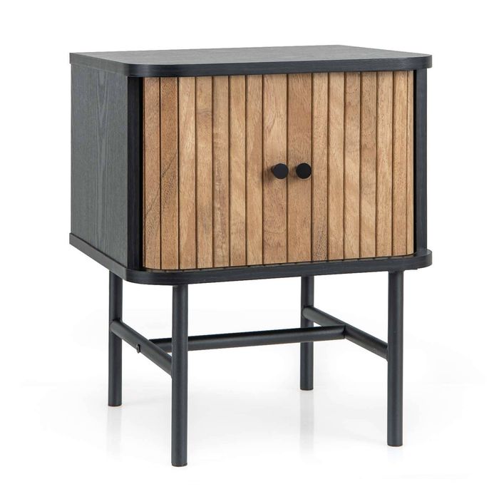 Costway Mid-century Nightstand Bedside Table Black