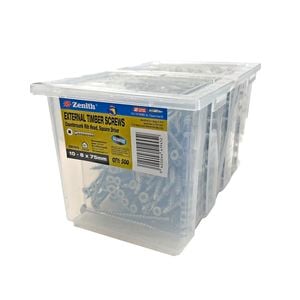 Zenith 10 - 8 x 75mm Galvanised Square Drive Countersunk Ribbed Head Timber Screws - 500 Pack