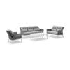 Hugo 3+2+1 Seater Outdoor Aluminium/rope Lounge Set White With Coffee Table & Grey Rope/ Olefin Cushions