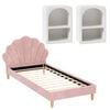 Artiss Bed Frame King Single With 2 Bedside Tables Pink Velvet
