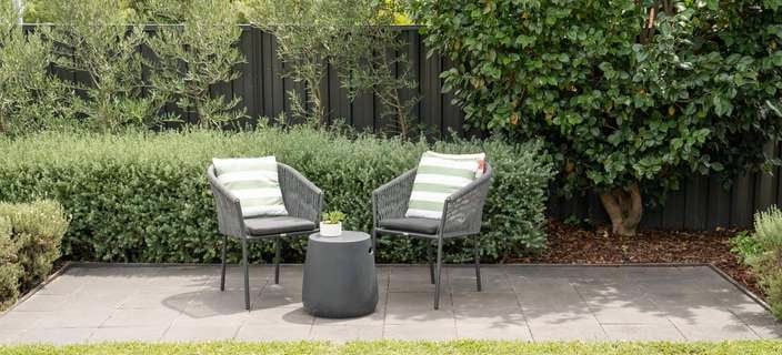 A stylish patio with grey base for pavers