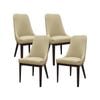 Claire Set of 4 Dining Chair Genuine Leather Solid Rubber Wood Frame - Taupe