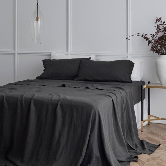 Bedding Co. Sheet Set 100% French Flax Linen Soft Charcoal Single