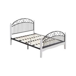 Alexa Wood & Metal Double Bed Frame – Black And White