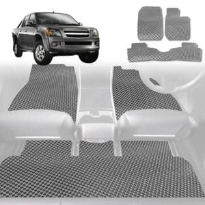 6D Diamond Car Floor Mats for Holden Rodeo 2003-2008-Full Set-Grey-Outback GT
