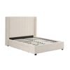 Queen Size Bed Frame High Headboard Beige Fabric MDF