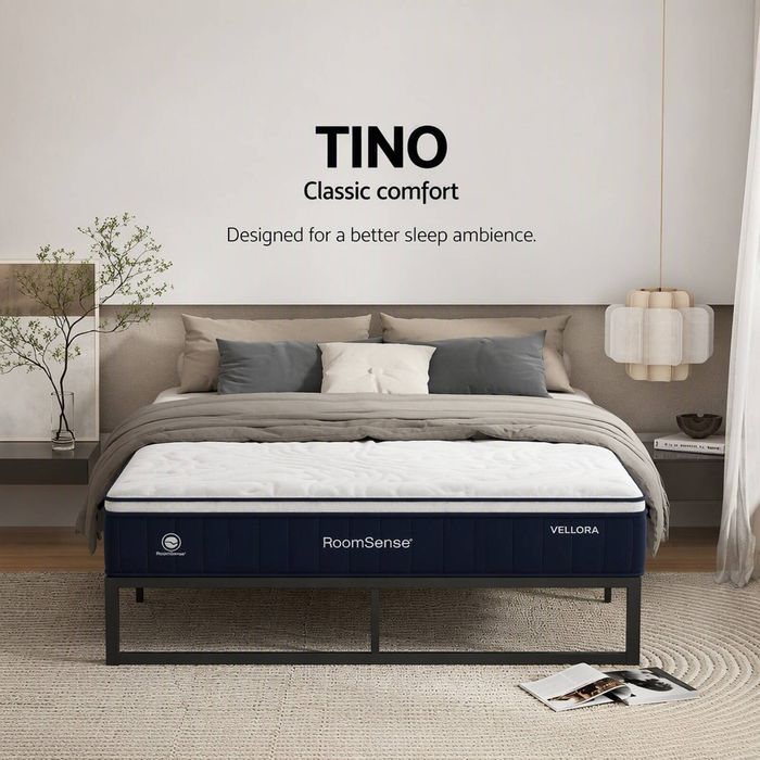 RoomSense Double 30cm Latex Hybrid Mattress Bundle with Metal Bed Frame