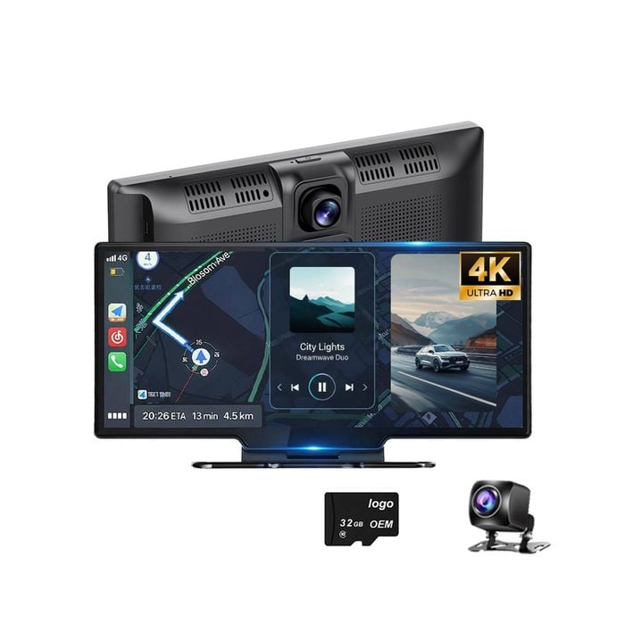 4k Dash Cam With Wireless Carplay And Android Auto Builtin Wifi Gps With Free 32gb Tf Card