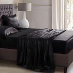 Luxor King Black 1000TC Silk Silky Feel Satin Sheet Set