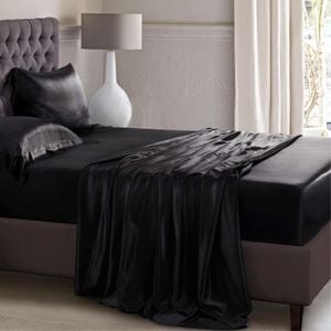 Luxor King Black 1000TC Silk Silky Feel Satin Sheet Set