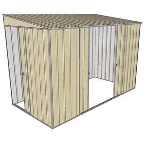 Build-a-Shed 1.5 x 3 x 2m Double Sliding Side Door Skillion Shed - Cream