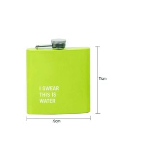 Lazy Dayz 175ml Stainless Steel Hip Flask w Funny Quotes-Fluorescent Green