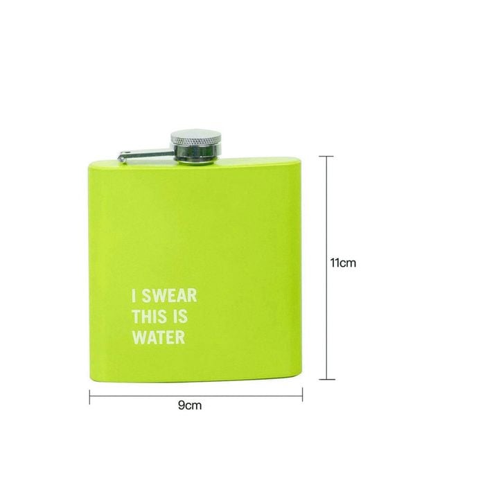 Lazy Dayz 175ml Stainless Steel Hip Flask w Funny Quotes-Fluorescent Green