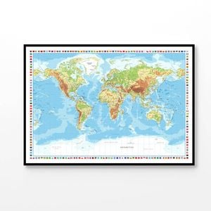 World Map with Flags of Countries   Print 100% Australian Made 90 x 60cm   (Poster)