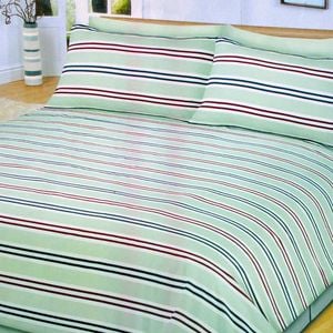 Bloomington Sage Stripes Soft Touch Microfiber Polyester Quilt Cover Set King
