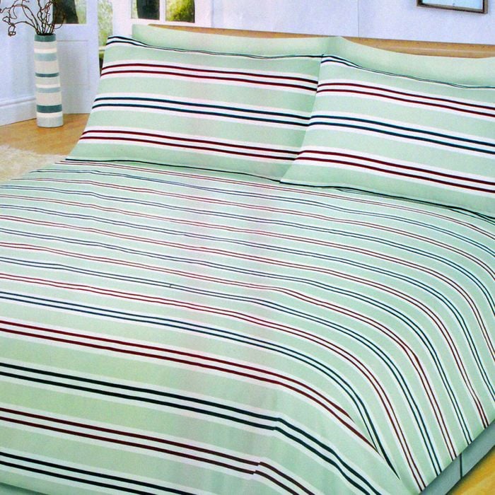Bloomington Sage Stripes Soft Touch Microfiber Polyester Quilt Cover Set King