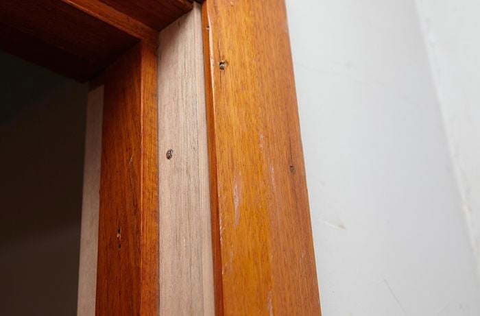 A completed door jamb repair
