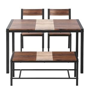 Artiss Dining Table and Chairs Set of 4 Bench Kitchen Furniture Rustic Brown