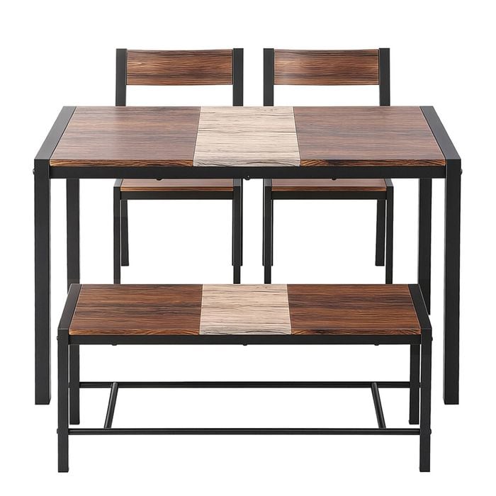 Artiss Dining Table and Chairs Set of 4 Bench Kitchen Furniture Rustic Brown
