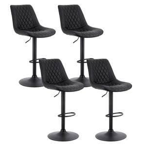 Artiss Bar Stools 4x Gas Lift Leather Diamond Black