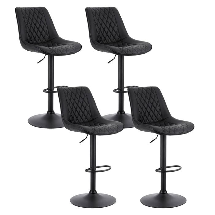 Artiss Bar Stools 4x Gas Lift Leather Diamond Black