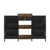 Ufurniture 3-Tier Vinyl Storage Record Player Stand w/Storage Pockets & Drawer, Turntable Stand up to 200 Album Walnut+Black