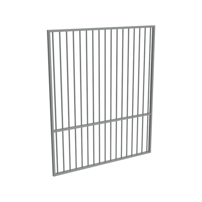 ProtectorAl 1201 - 1500 x 1800mm Palladium Silver Aluminium Garden Gate Flat Top with Mid Rail