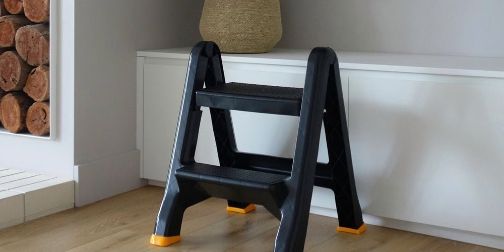 small household ladder in living room,