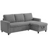 Ufurniture 195cm L Shape Convertible Sleeper Sofa Bed Corduroy Pull Out Couch Bed w/ Storage Chaise Grey