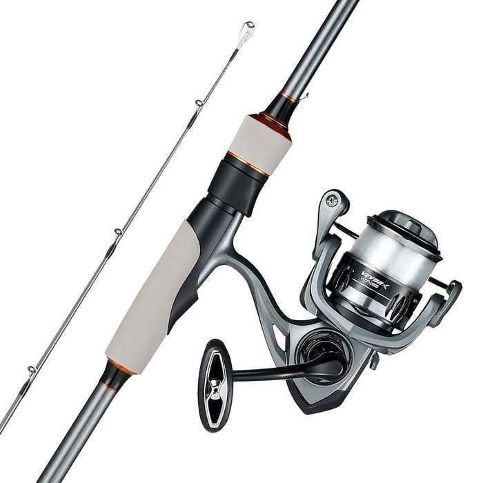 VEVOR Rod and Fishing Reel Combo Gray Carbon Fiber Spinning Stainless Steel
