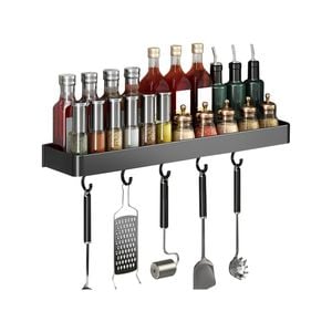 Soga 32cm Black Wall-mounted Rectangular Kitchen Organiser