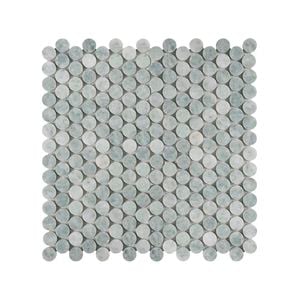 Decor8 305 x 305mm Penny Round Orient Green Honed Mosaic Tile