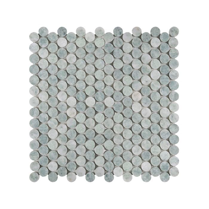 Decor8 305 x 305mm Penny Round Orient Green Honed Mosaic Tile