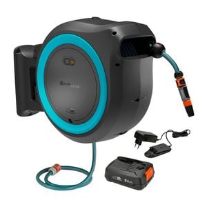 GARDENA PowerRoll 40 Battery Retractable Hose Reel Ready-To-Use Set