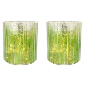 2PK LVD Glass Votive Candle Holder Home Decor 10cm Honeydew