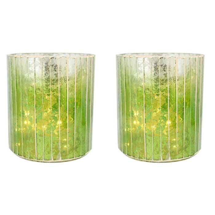 2PK LVD Glass Votive Candle Holder Home Decor 10cm Honeydew