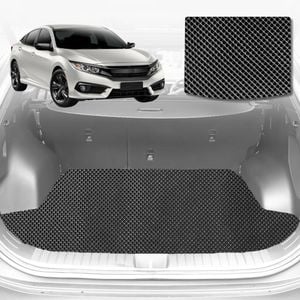 6D Diamond Car Boot Mat for Honda Civic (10th Gen)2016-2021-Cargo Mat-Black-Outback GT