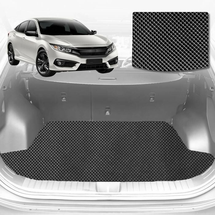 6D Diamond Car Boot Mat for Honda Civic (10th Gen)2016-2021-Cargo Mat-Black-Outback GT