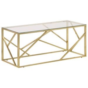 vidaXL Coffee Table Side End Table Gold Stainless Steel and Tempered Glass