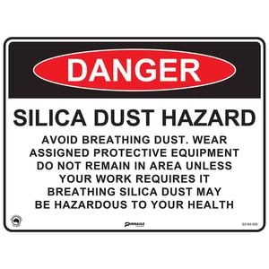 Pinnacle 400 x 300mm Metal Danger Silica Dust Avoid Breathing Sign 