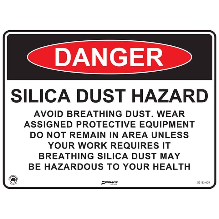 Pinnacle 400 x 300mm Metal Danger Silica Dust Avoid Breathing Sign 
