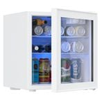 Advwin Mini Bar Fridge 46L Beverage Refrigerator Glass Door Small Fridge White