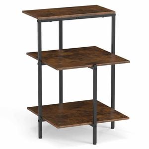 Costway 3tier Square Side Table Shelves Industrial Bedside Metal