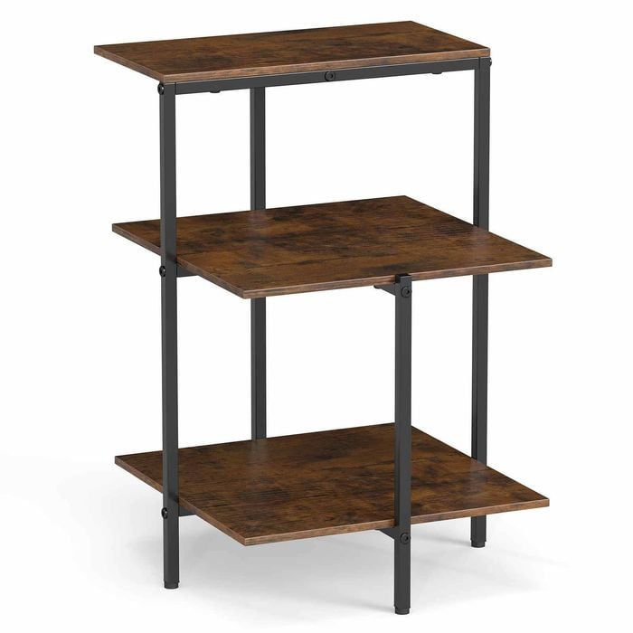 Costway 3tier Square Side Table Shelves Industrial Bedside Metal