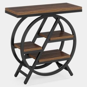 Oakory 3-tier End Table With Rustic Brown Engineered Wood And Black Metal Frame
