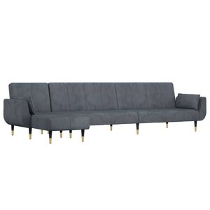 vidaXL L-shaped Sofa Bed Couch Settee Adjustable Chaise Lounge Dark Grey Velvet