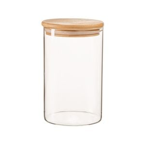 Argon Tableware Scandi Glass Storage Jar with Wooden Lid - 1 Litre